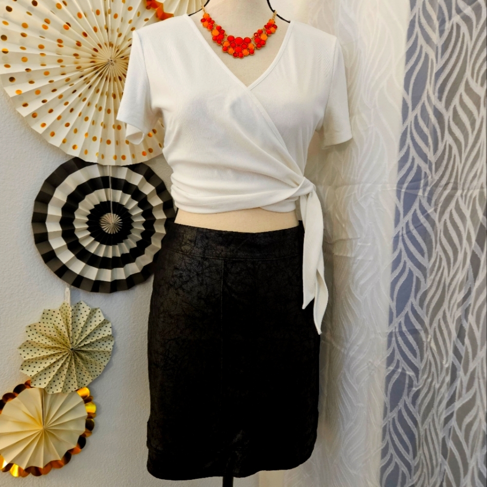 Leith | Shattered Faux Suede Mini Skirt | Size Large